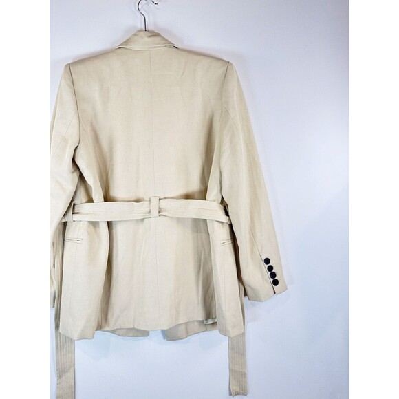 NWT ba&sh Blazer Beige Abby Jacket Belted Peak Lapel Long Sleeve 3 US Large - Picture 9 of 11